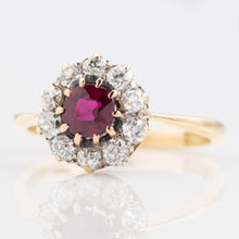 Vintage 18ct Yellow Gold Ruby and Diamond Cluster Ring - Friar House