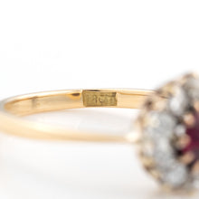 Vintage 18ct Yellow Gold Ruby and Diamond Cluster Ring - Friar House