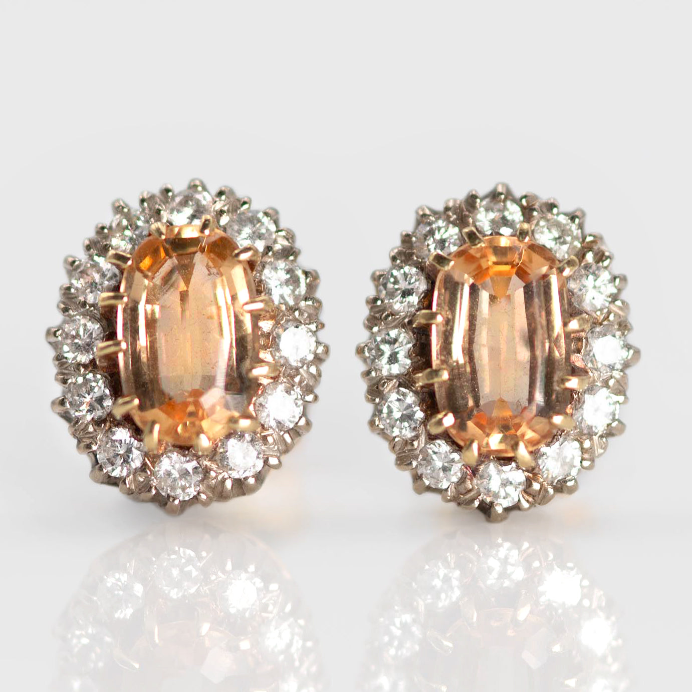 Vintage-18ct-yellow-gold-topaz-and-diamond-cluster-earrings Friar House