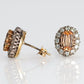 Vintage 18ct Yellow Gold Topaz and Diamond Cluster Earrings - Friar House