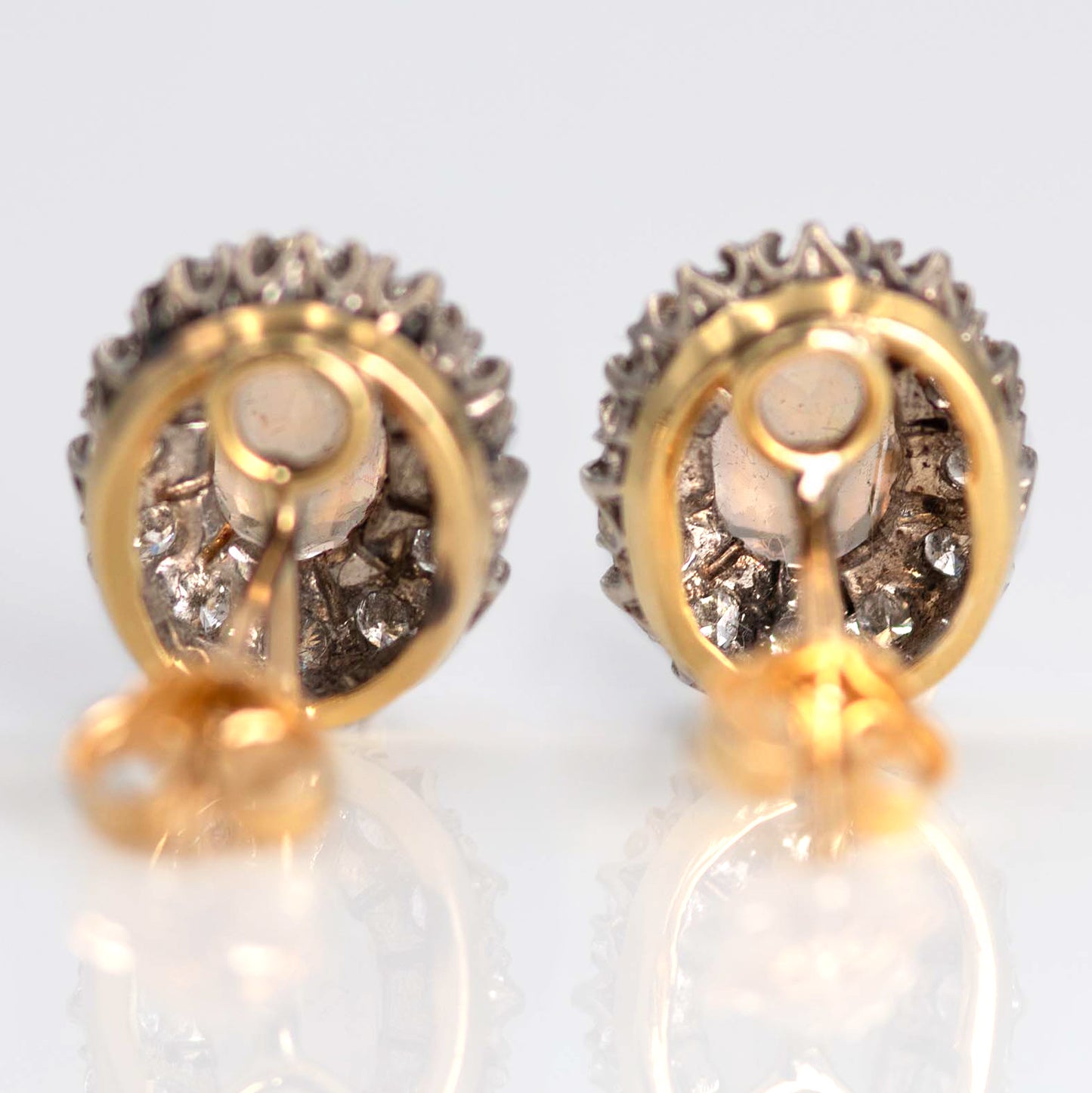 Vintage 18ct Yellow Gold Topaz and Diamond Cluster Earrings - Friar House