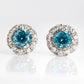 Vintage 1940's Platinum Blue Zircon and Diamond Cluster Earrings - Friar House