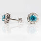 Vintage 1940's Platinum Blue Zircon and Diamond Cluster Earrings - Friar House