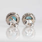 Vintage 1940's Platinum Blue Zircon Diamond Cluster Earrings - Friar House
