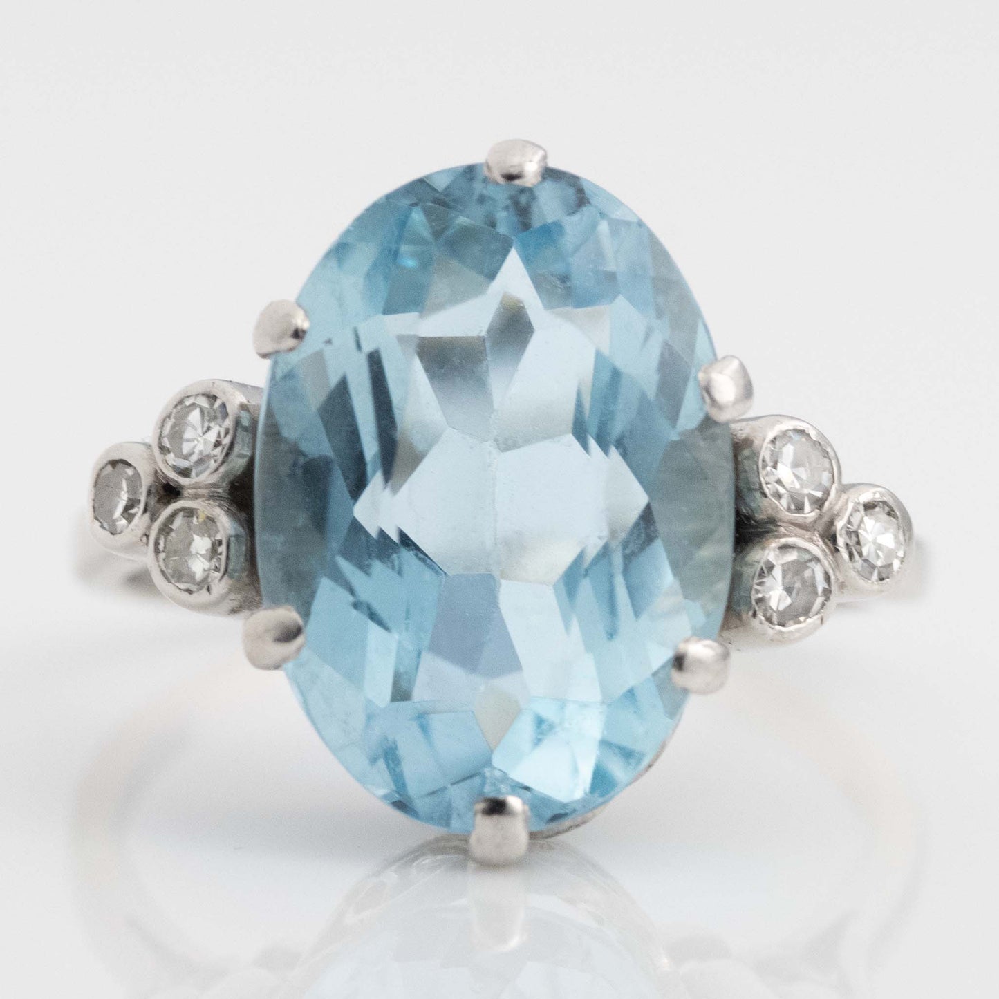 Vintage Platinum 6 Carat Aquamarine Ring - Friar House Antique Jewellery