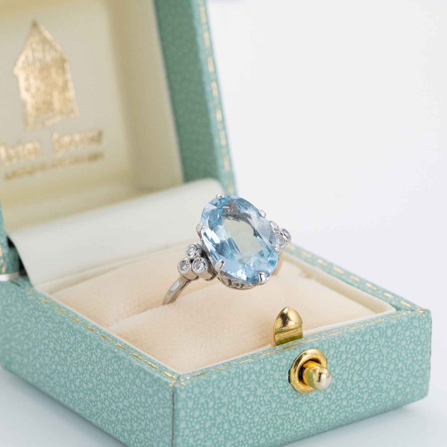 Vintage Platinum 6 Carat Aquamarine Ring - Friar House Antique Jewellery