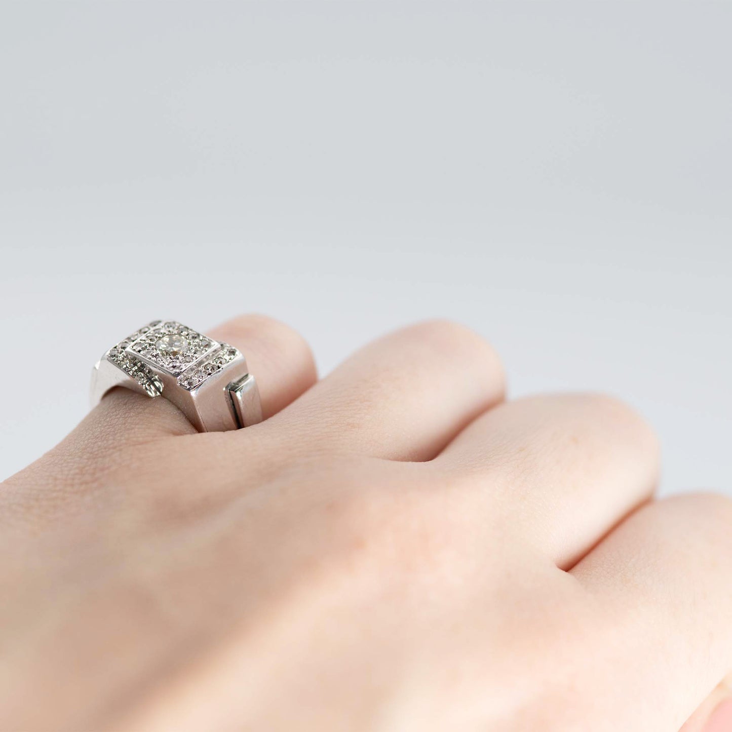 Vintage Platinum Diamond Abstract Cluster Ring Unisex - Friar House