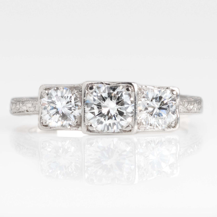 Vintage Platinum Diamond Three Stone Ring - Friar House