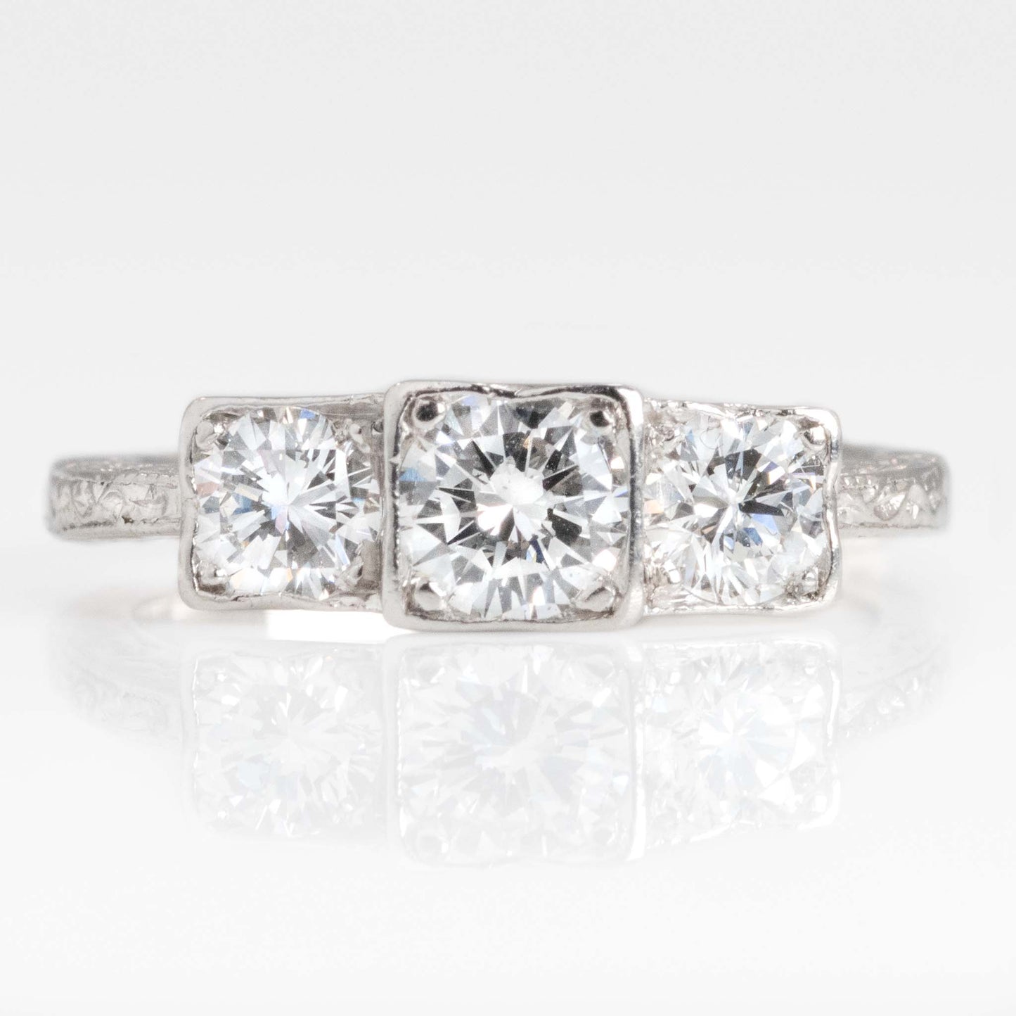 Vintage Platinum Diamond Three Stone Ring - Friar House