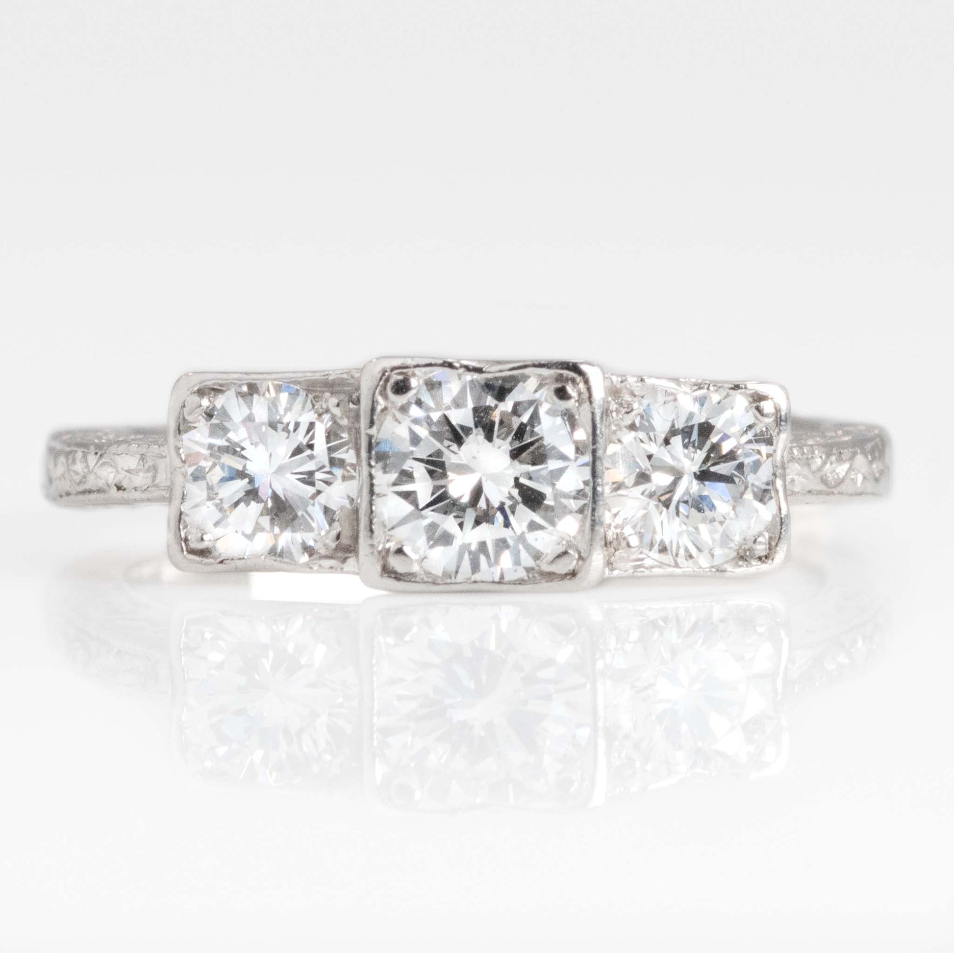 Vintage Platinum Diamond Three Stone Ring - Friar House