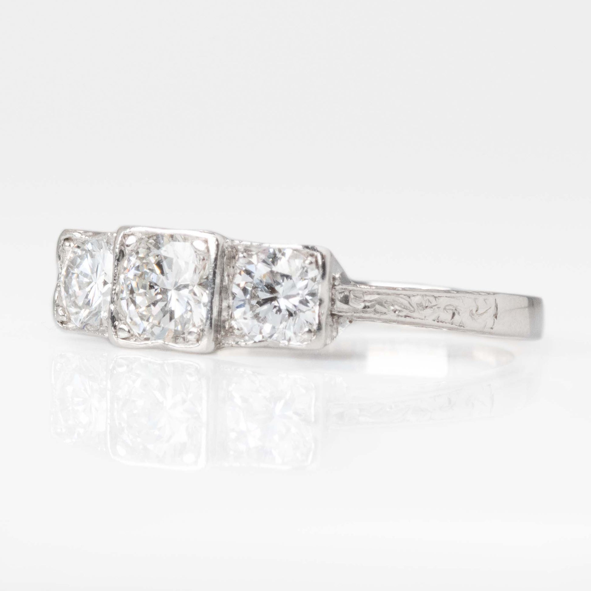 Vintage Platinum Diamond Three Stone Ring - Friar House