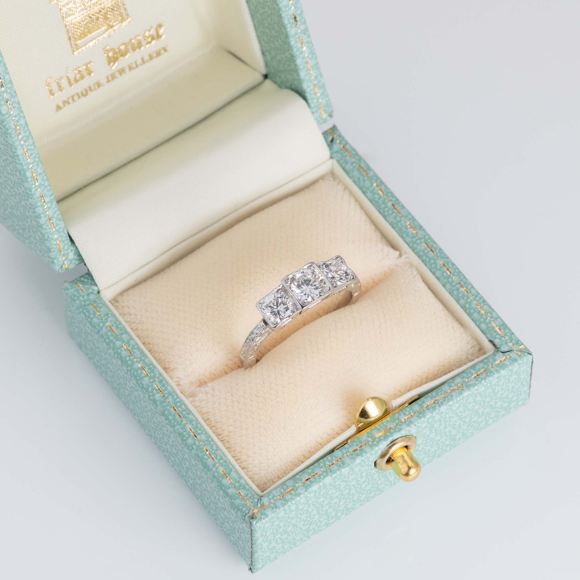 Vintage Platinum Diamond Three Stone Ring - Frair House