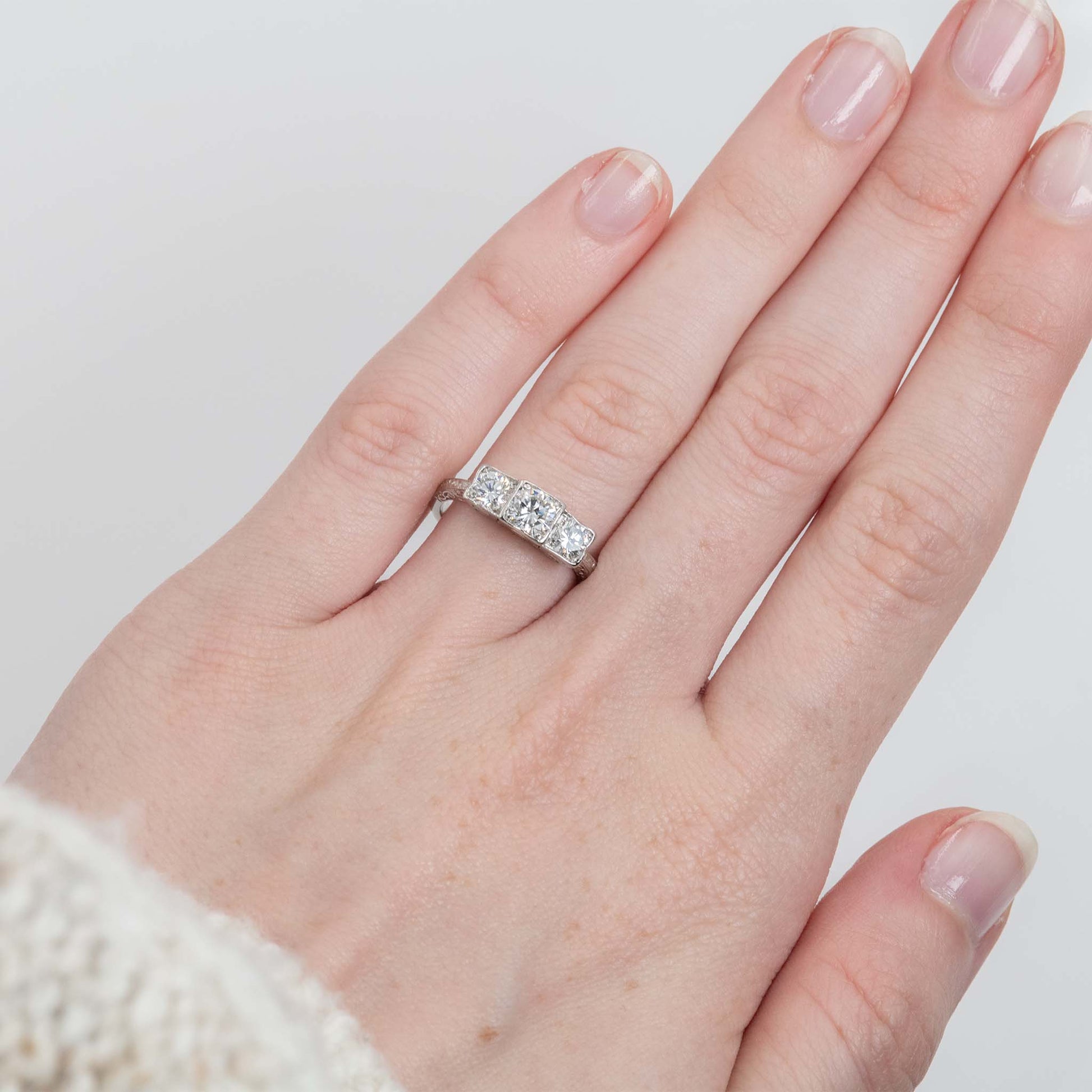 Vintage Platinum Diamond Three Stone Ring - Friar House