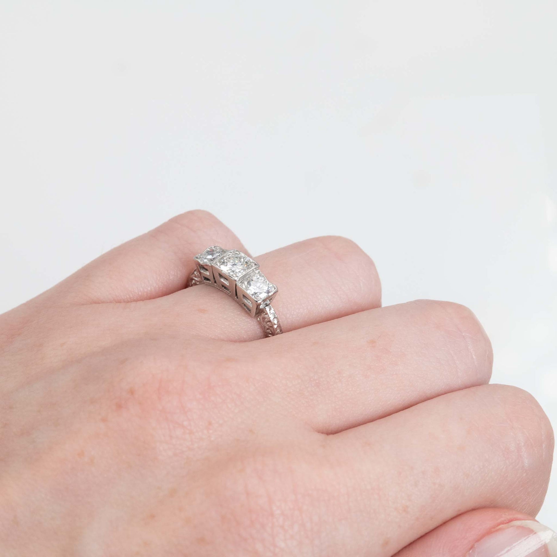 Vintage Platinum Diamond Three Stone Ring - Friar House