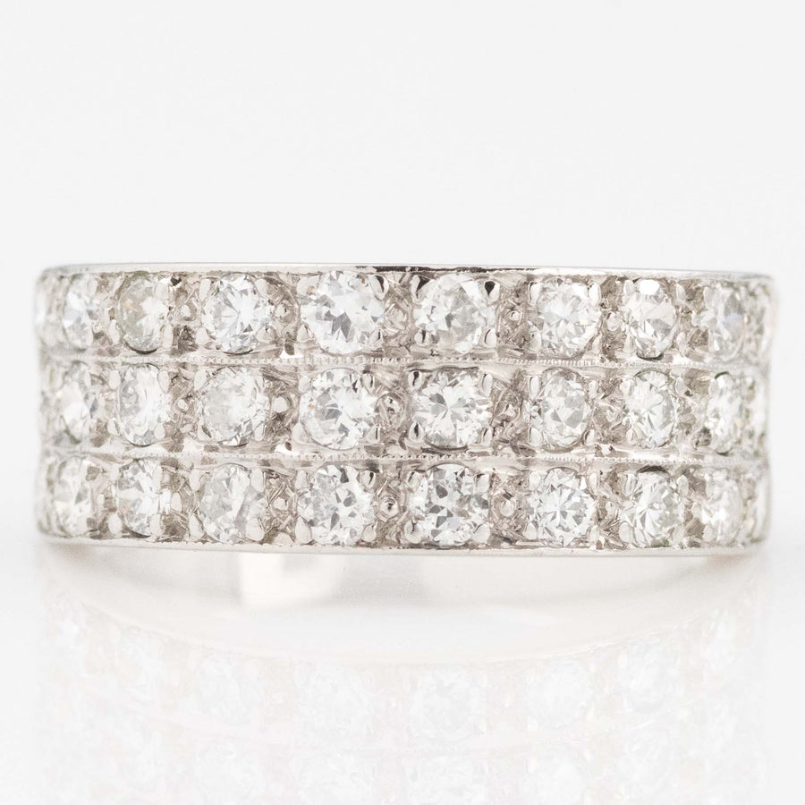 Vintage Platinum Diamond Triple Row Half Eternity Ring - Friar House