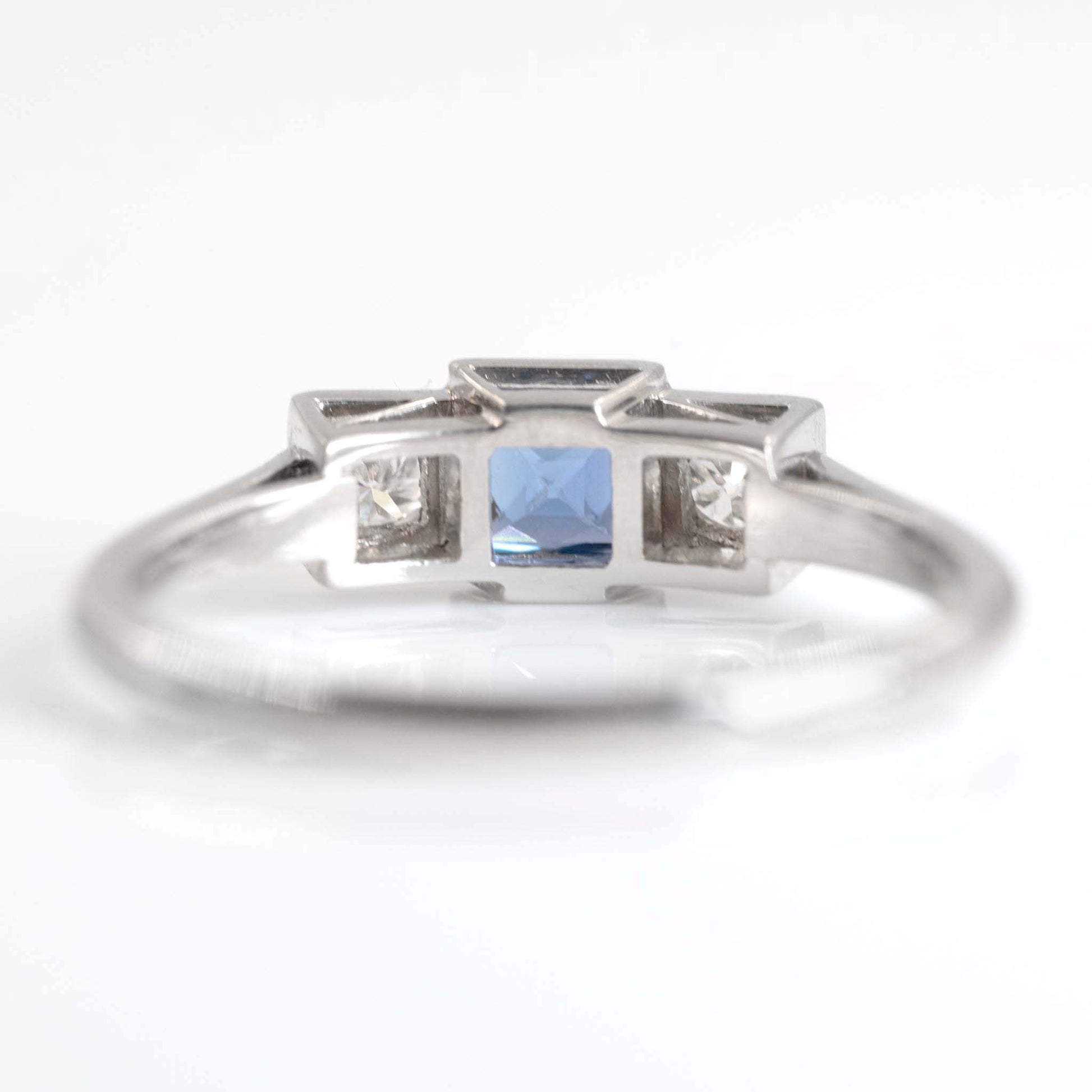 Vintage Platinum Sapphire And Diamond Three Stone Ring - Friar House