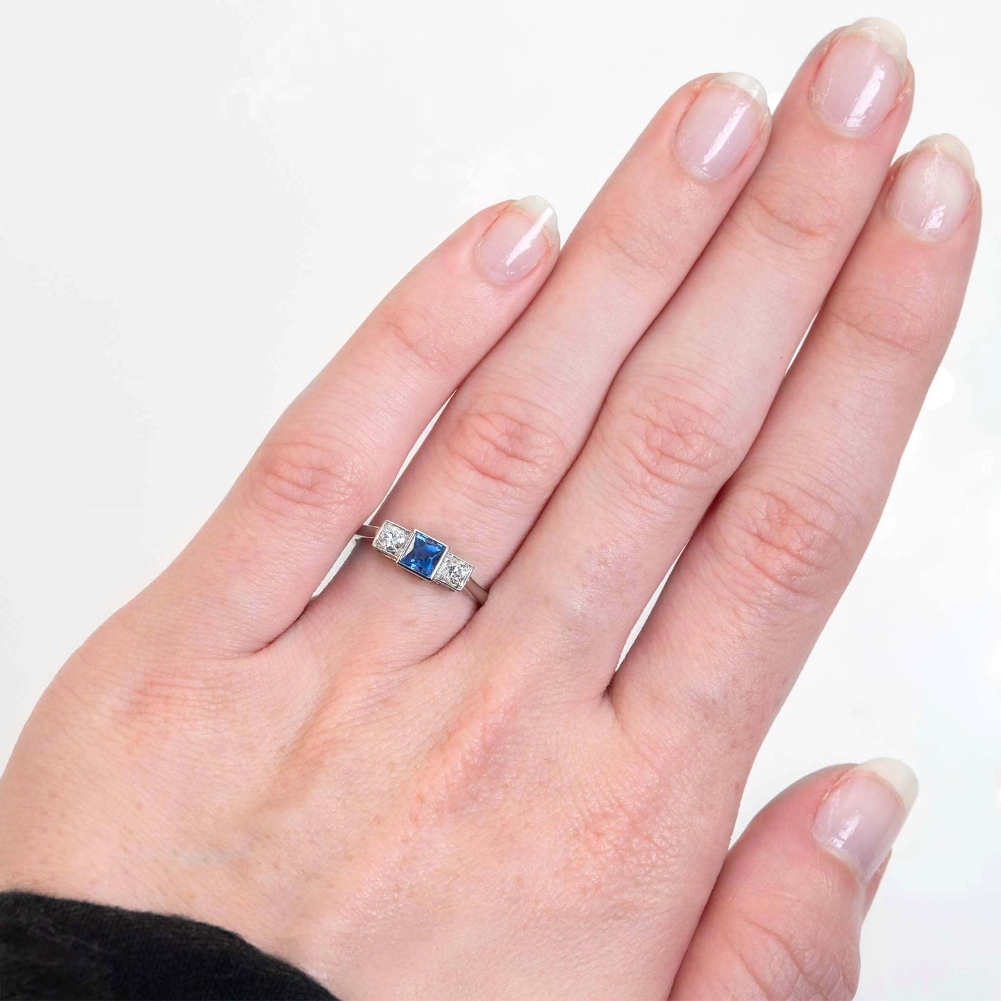 Vintage Platinum Sapphire And Diamond Three Stone Ring - FRiar House