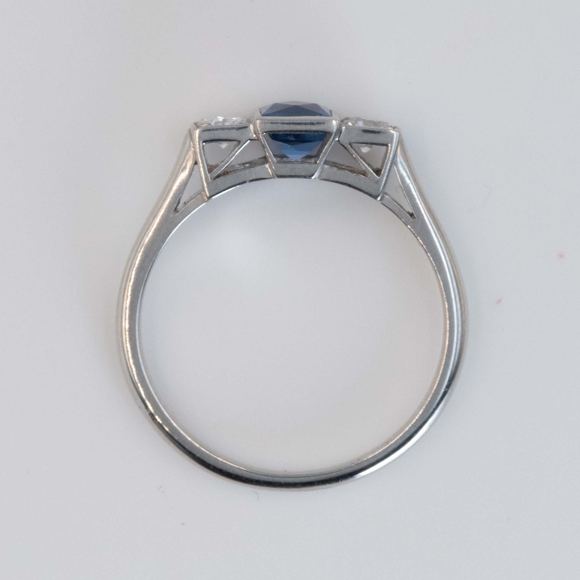 Vintage Platinum Sapphire And Diamond Three Stone Ring - Friar House