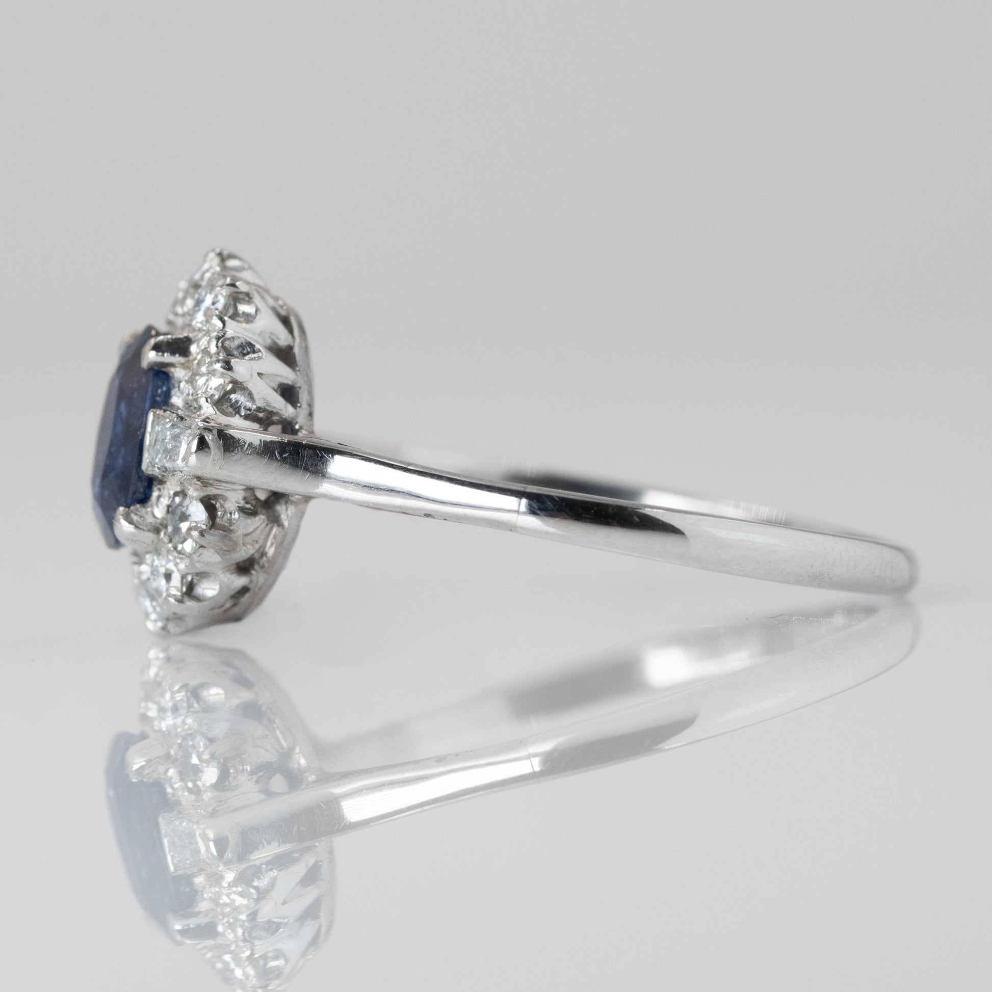 Vintage Platinum Sapphire and Diamond Cluster Ring - Friar House
