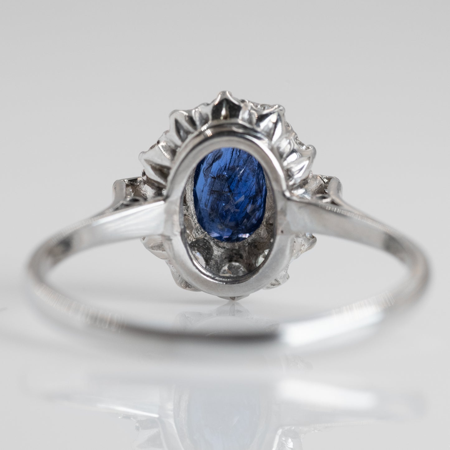 Vintage Platinum Sapphire and Diamond Cluster Ring - Friar House