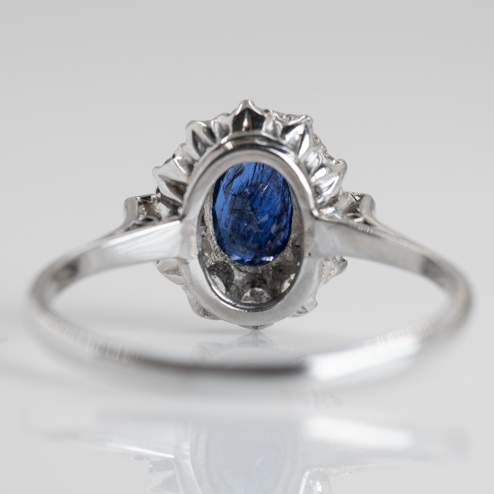 Vintage Platinum Sapphire and Diamond Cluster Ring - Friar House