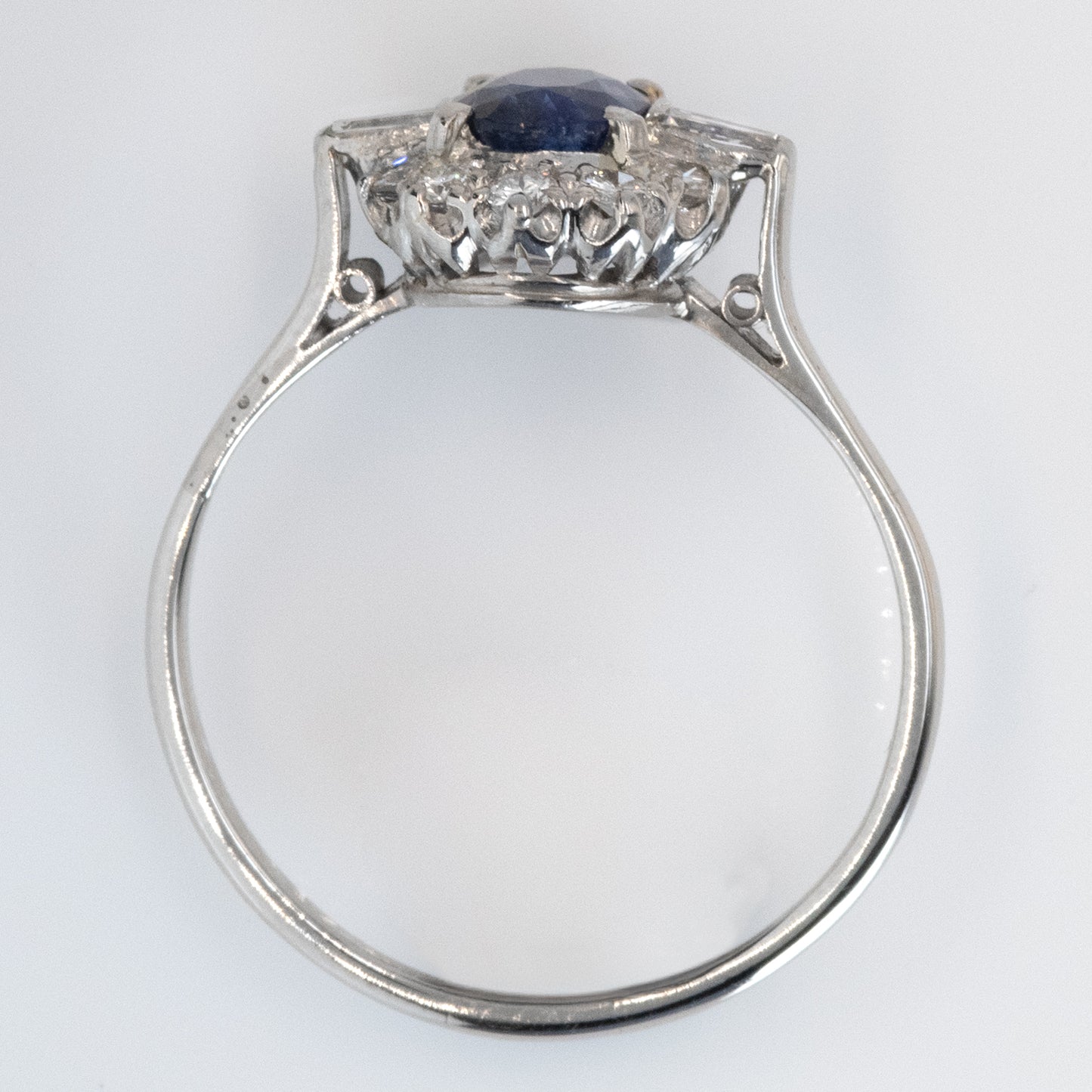 Vintage Platinum Sapphire and Diamond Cluster Ring - Friar House