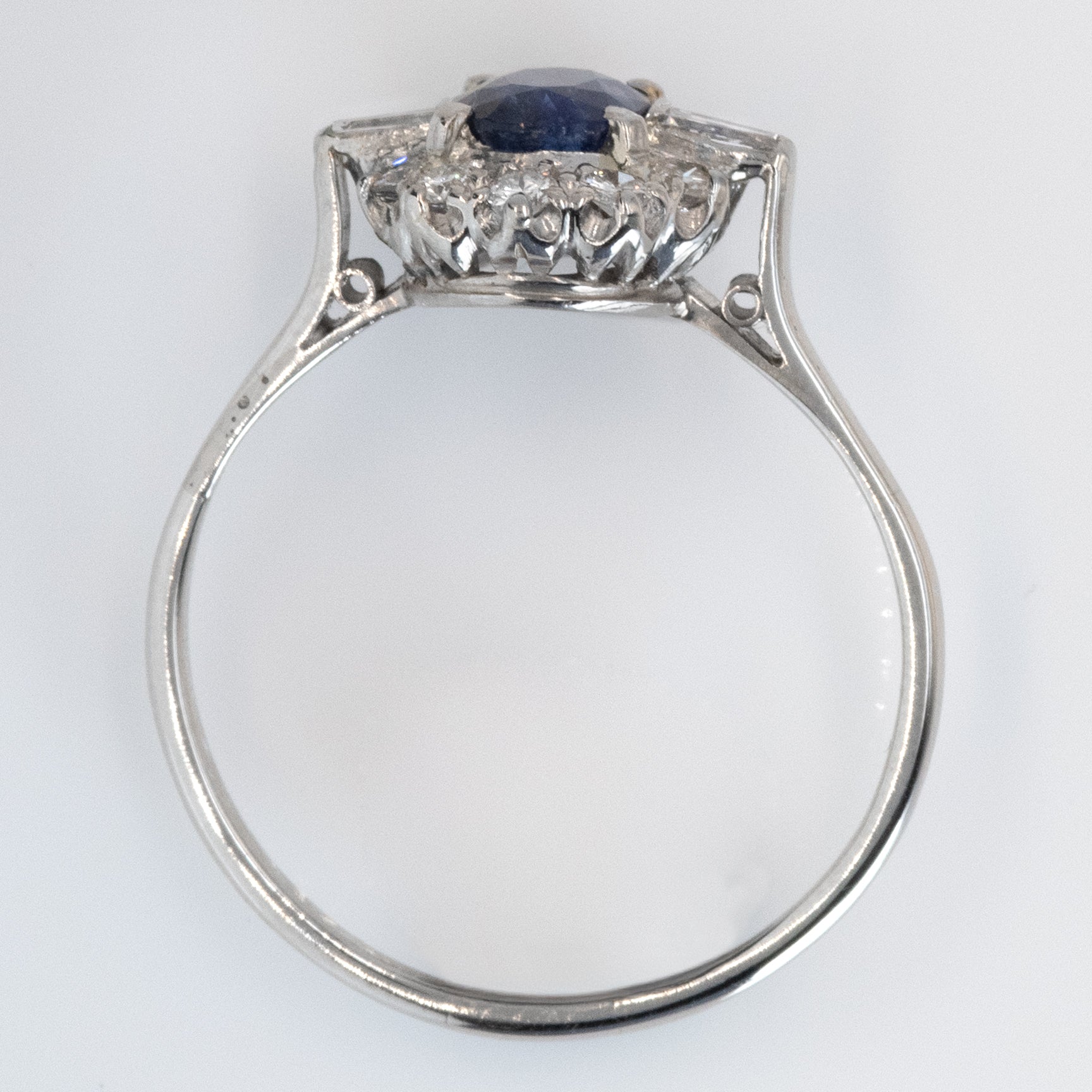Vintage Platinum Sapphire and Diamond Cluster Ring - Friar House
