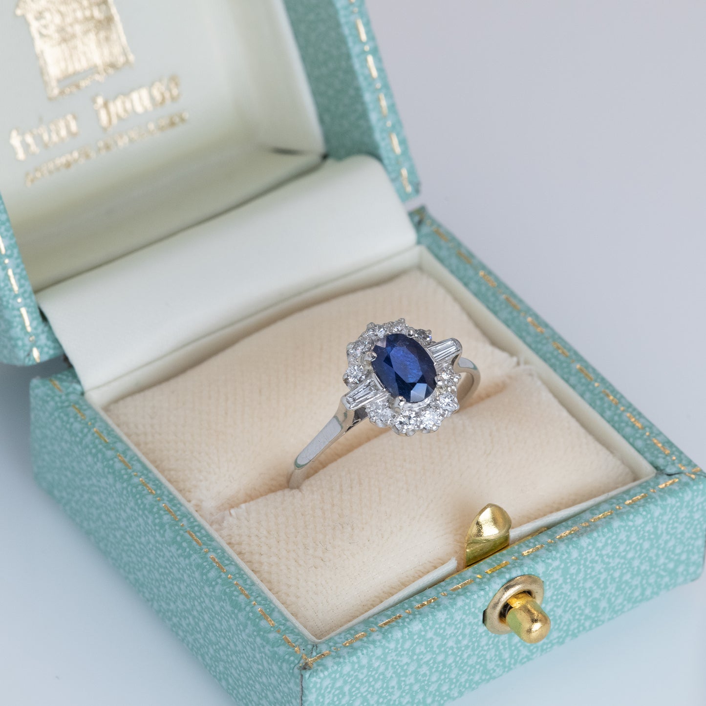 Vintage Platinum Sapphire and Diamond Cluster Ring - Friar House