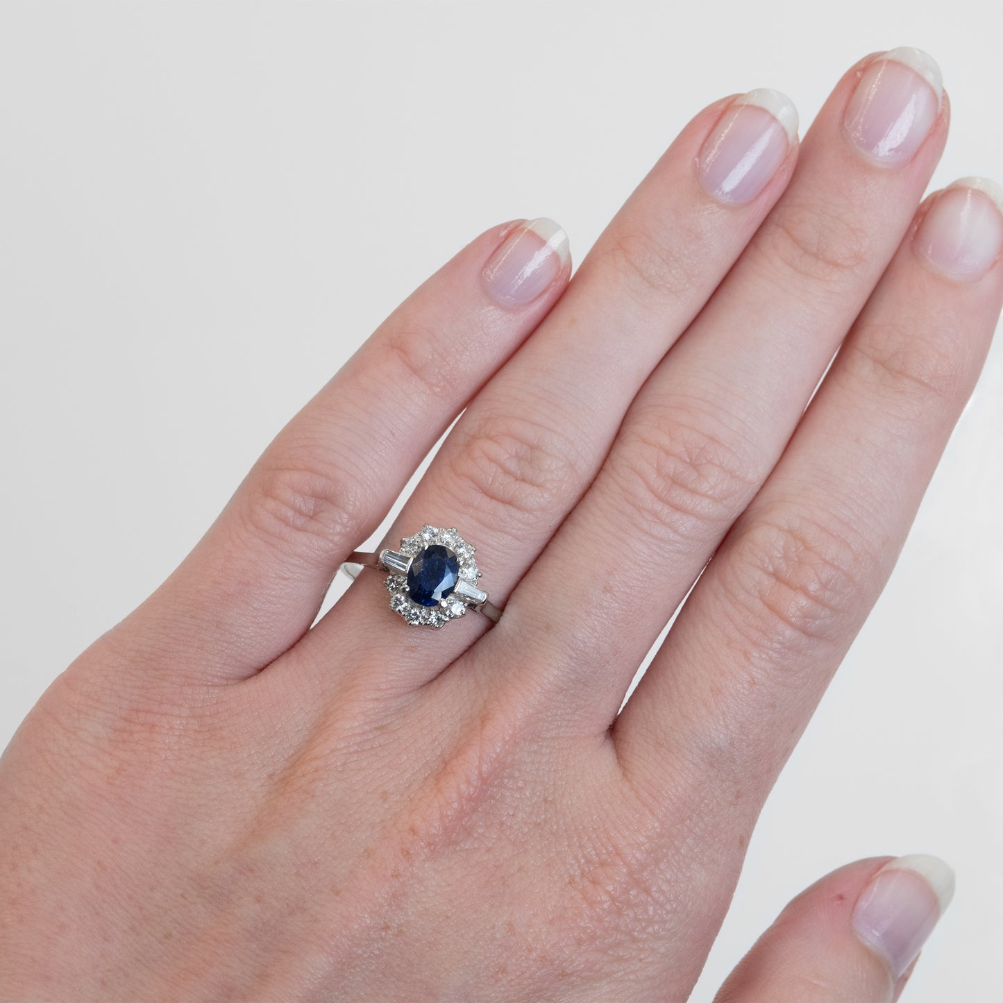 Vintage Platinum Sapphire and Diamond Cluster Ring - Friar House