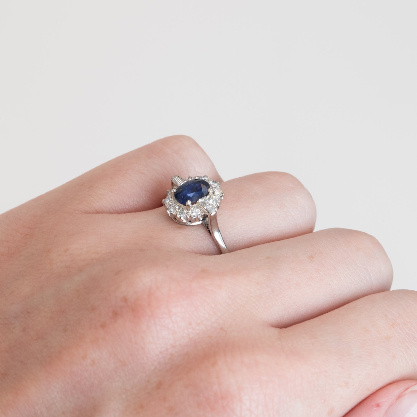 Vintage Platinum Sapphire and Diamond Cluster Ring - Friar House