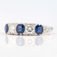 Vintage Platinum Sapphire and Diamond Five Stone Ring - Friar House