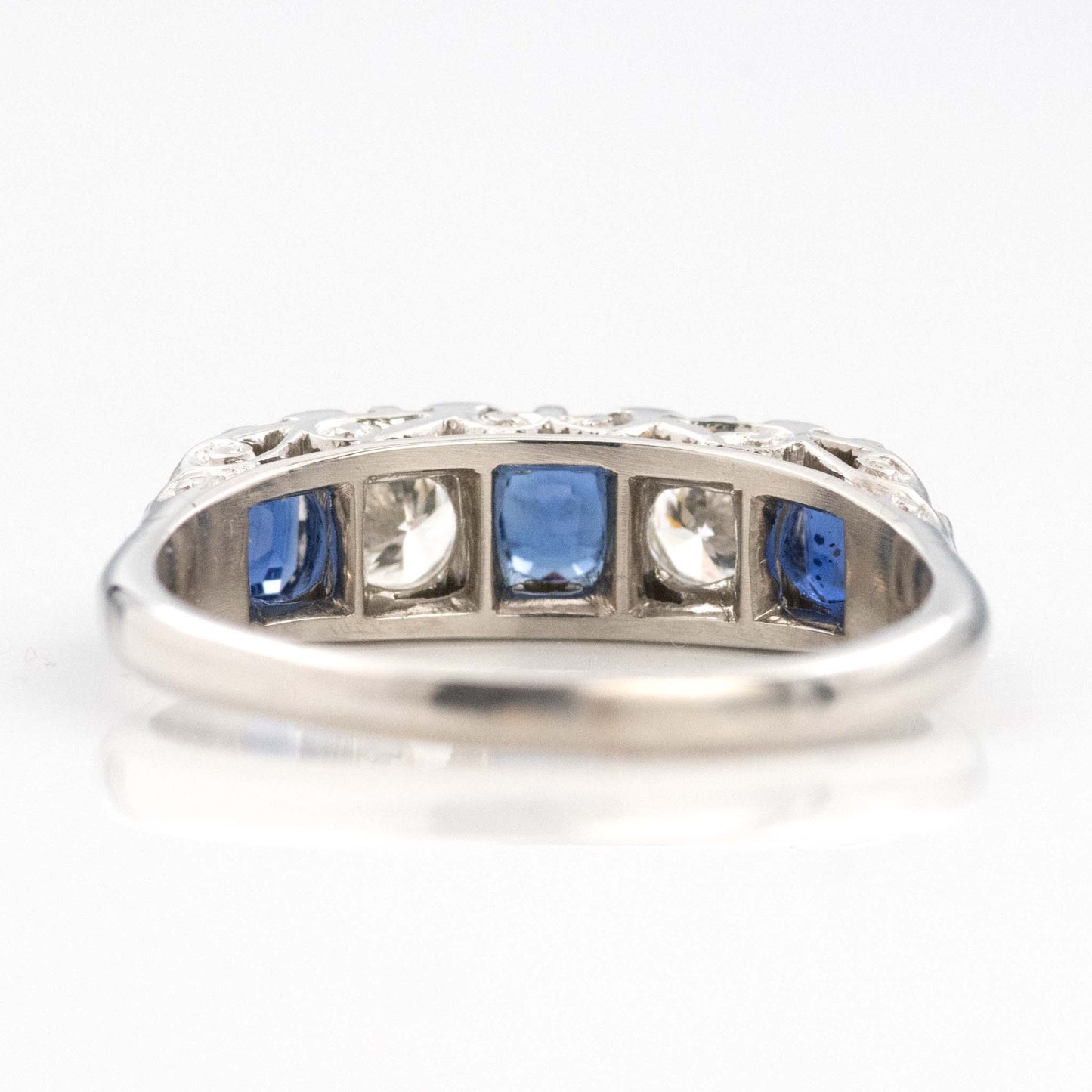Vintage Platinum Sapphire and Diamond Five Stone Ring_Friar House