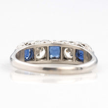 Vintage Platinum Sapphire and Diamond Five Stone Ring - Friar House