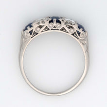 Vintage Platinum Sapphire and Diamond Five Stone Ring - Friar House
