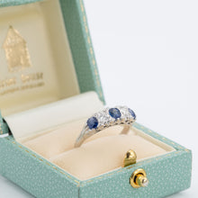 Vintage Platinum Sapphire and Diamond Five Stone Ring - Friar house