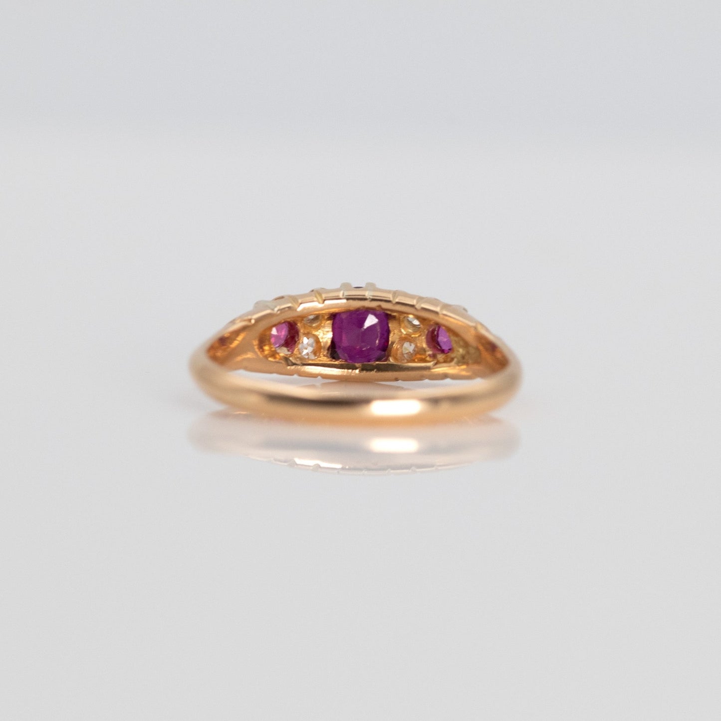 A Lovely Edwardian Ruby and Diamond Seven Stone Ring - Friar House