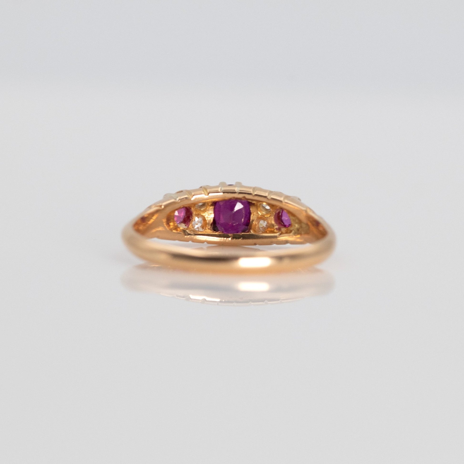 A Lovely Edwardian Ruby and Diamond Seven Stone Ring - Friar House