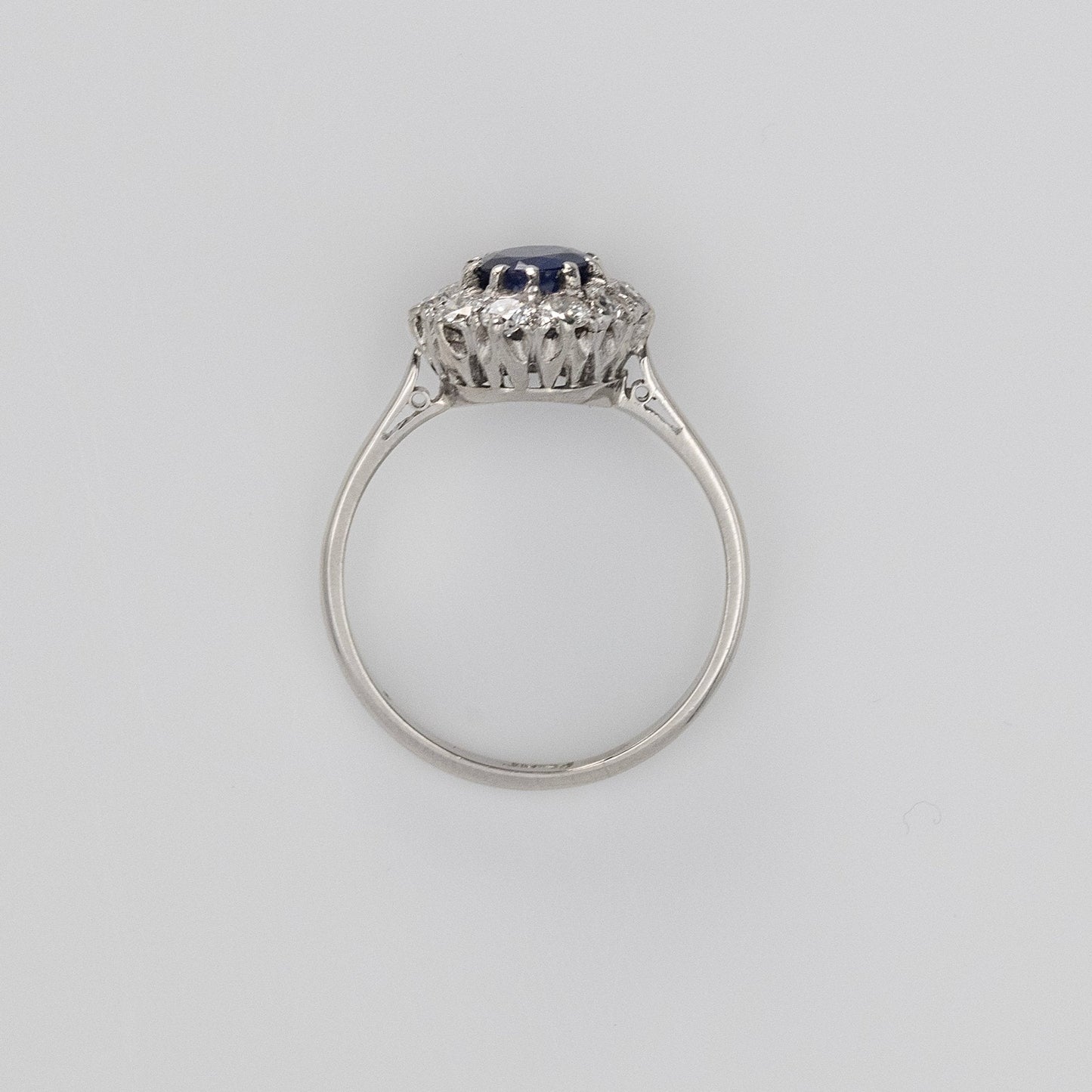 A Pretty Velvet Blue Sapphire and Diamond Cluster Ring - Friar House