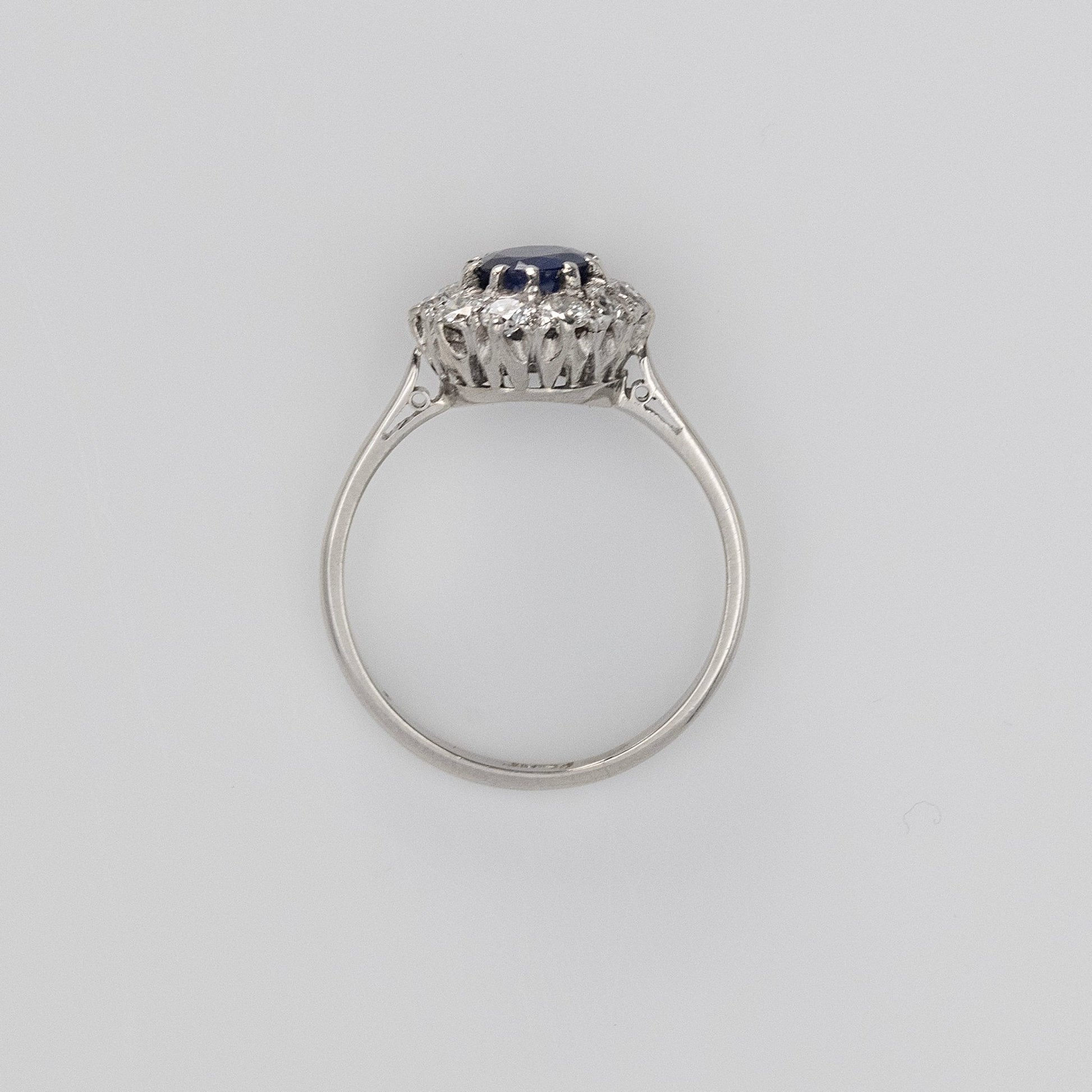 A Pretty Velvet Blue Sapphire and Diamond Cluster Ring - Friar House