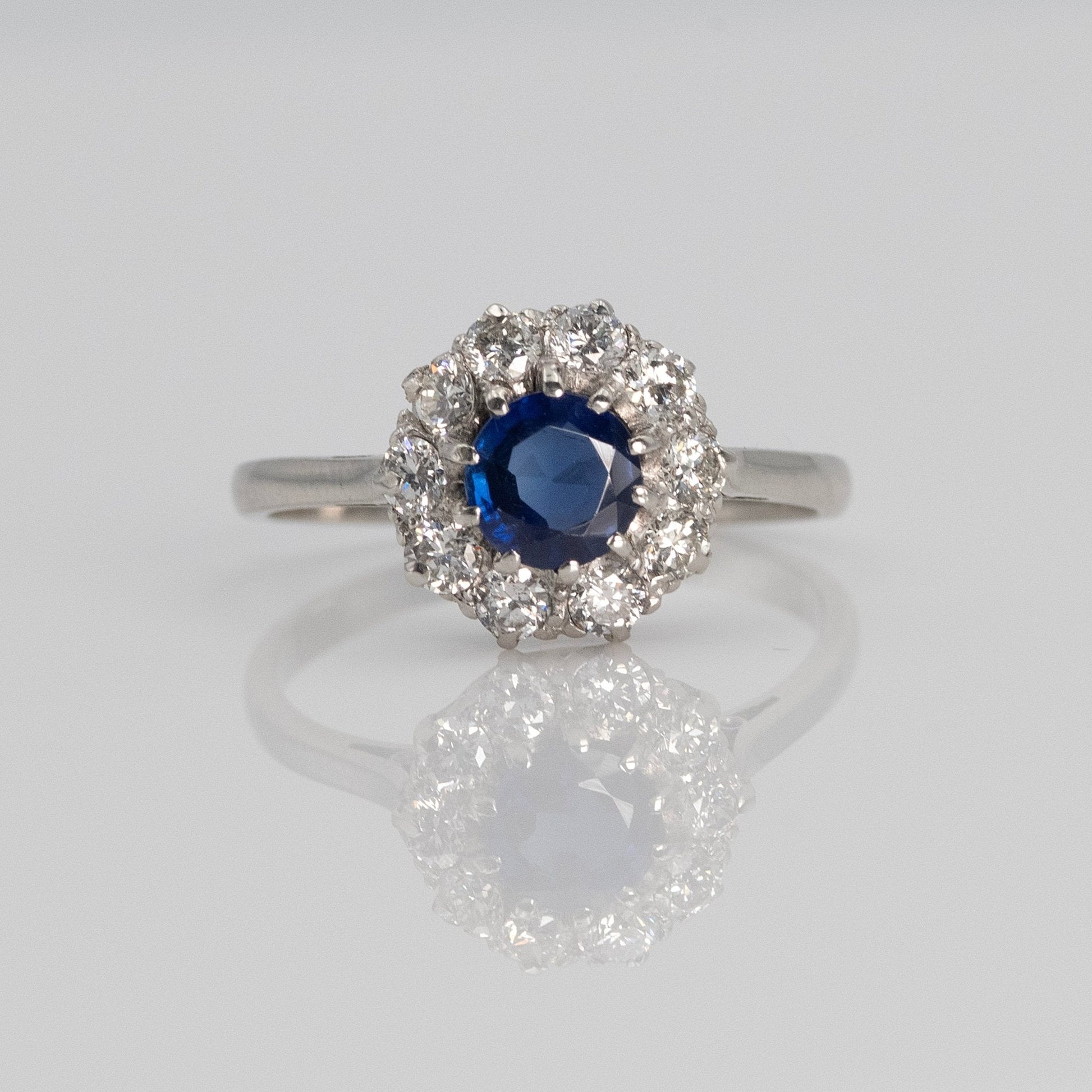 A Pretty Velvet Blue Sapphire and Diamond Cluster Ring - Friar House