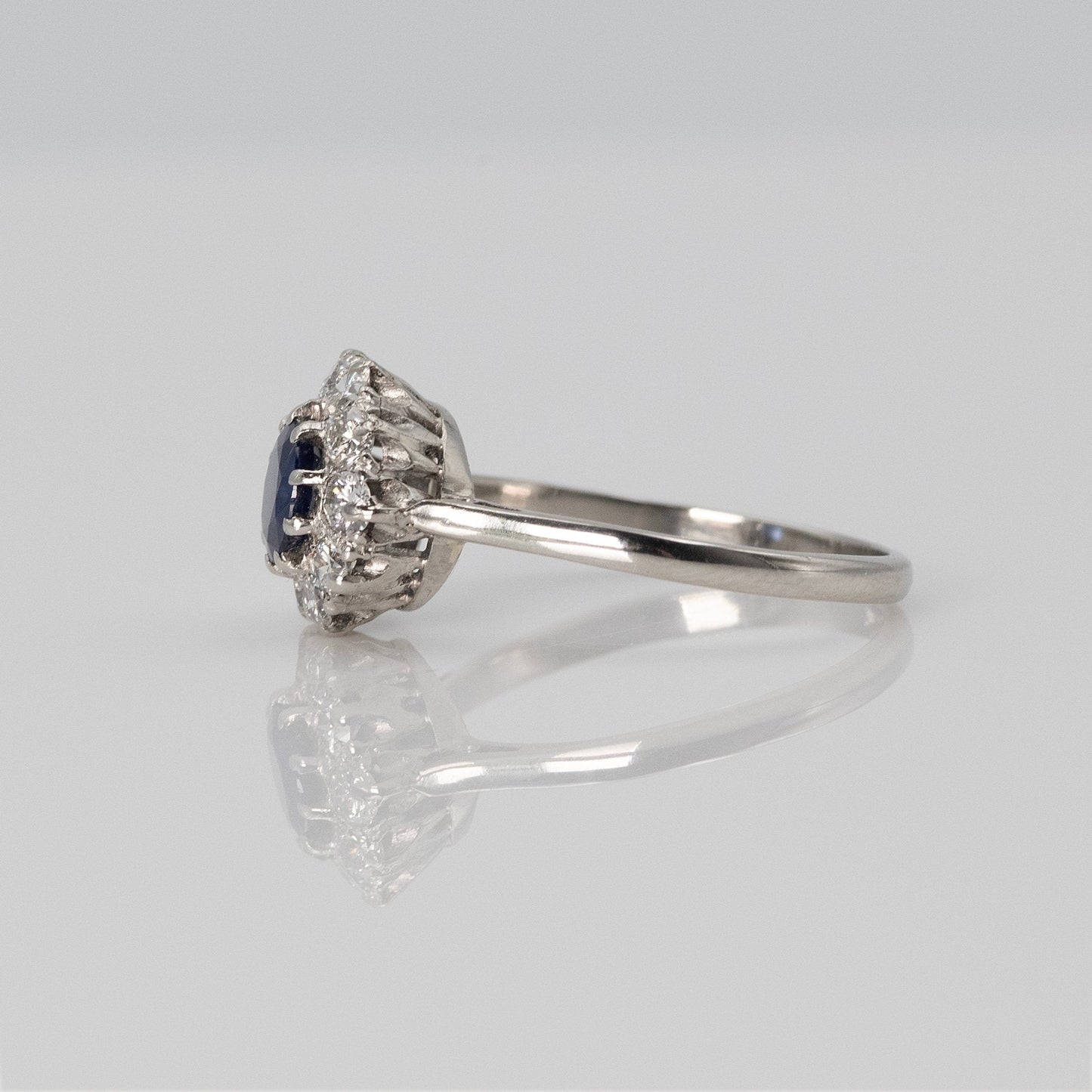 A Pretty Velvet Blue Sapphire and Diamond Cluster Ring - Friar House