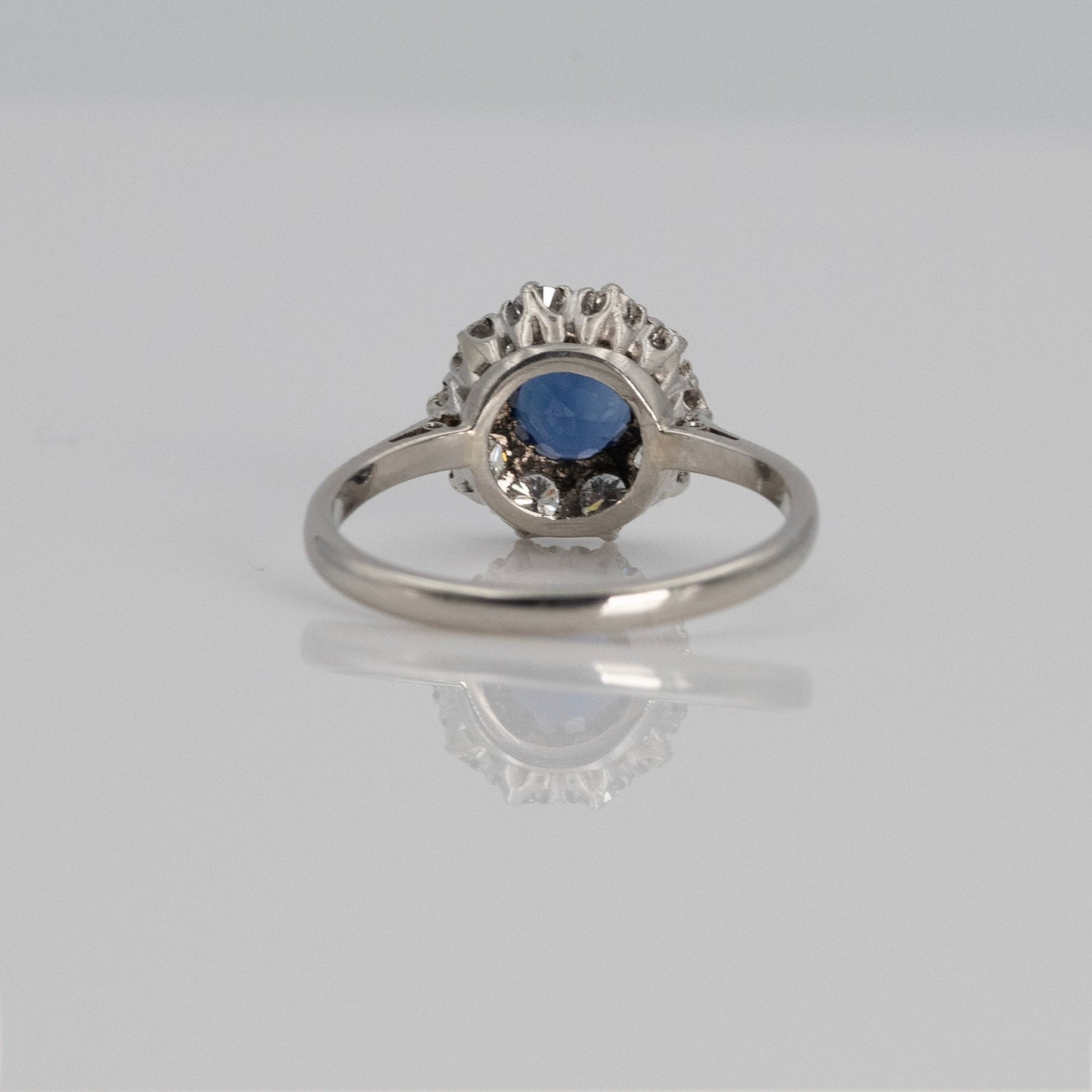 A Pretty Velvet Blue Sapphire and Diamond Cluster Ring - Friar House