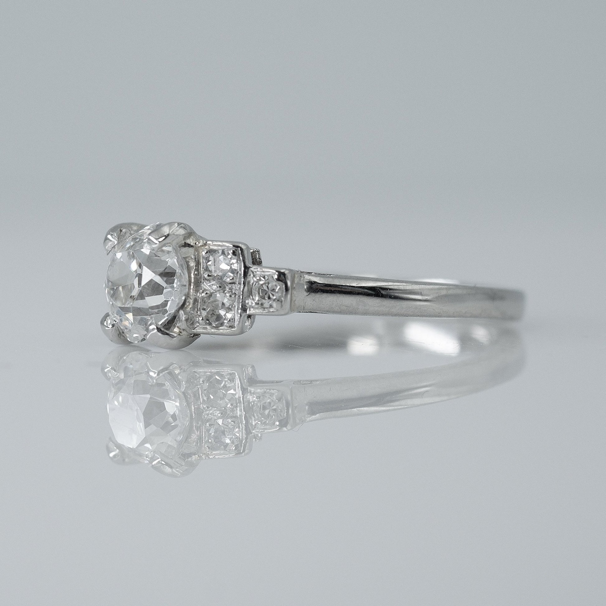 A True Art Deco Style Platinum Set Diamond Solitaire Ring - Friar House