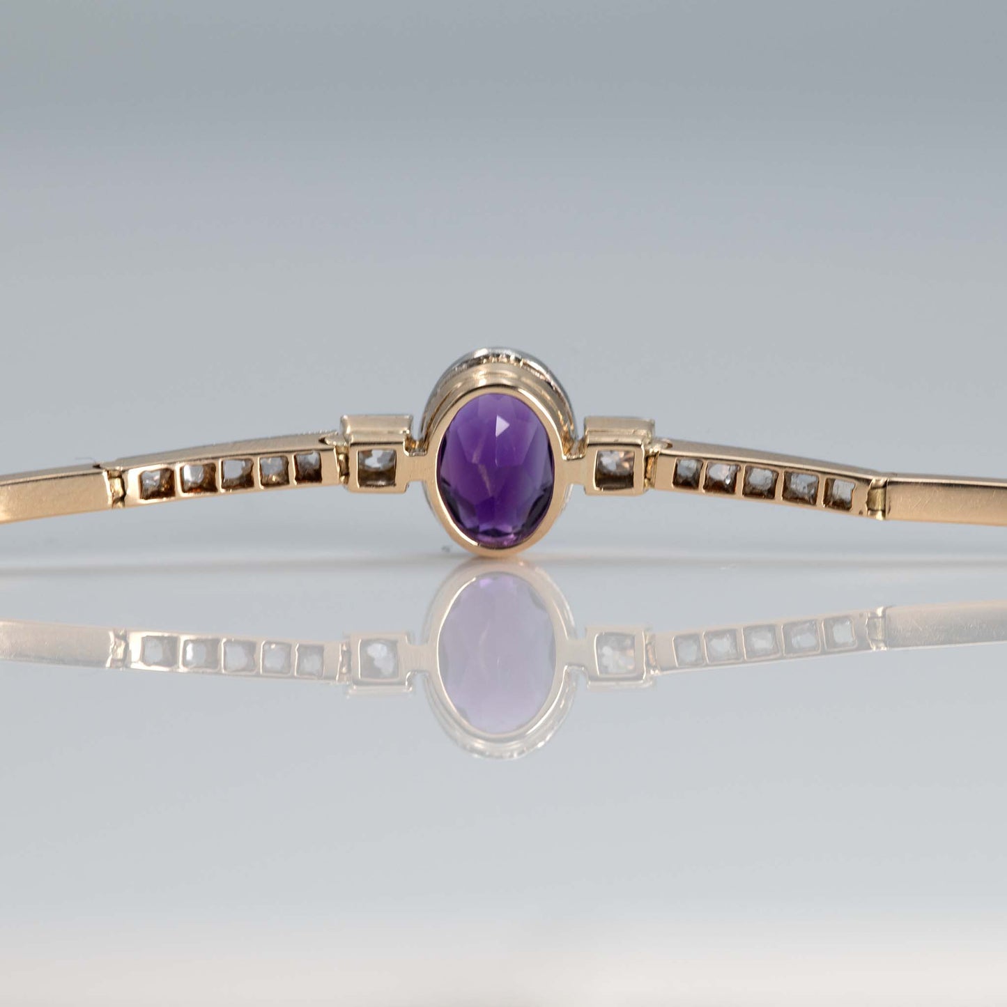 Art Deco 14ct Yellow Gold 1.50 Carat Amethyst and Diamond Bracelet - Friar House