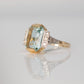 Art Deco 14ct Yellow Gold 6 carat Aquamarine and Diamond Ring - Friar House