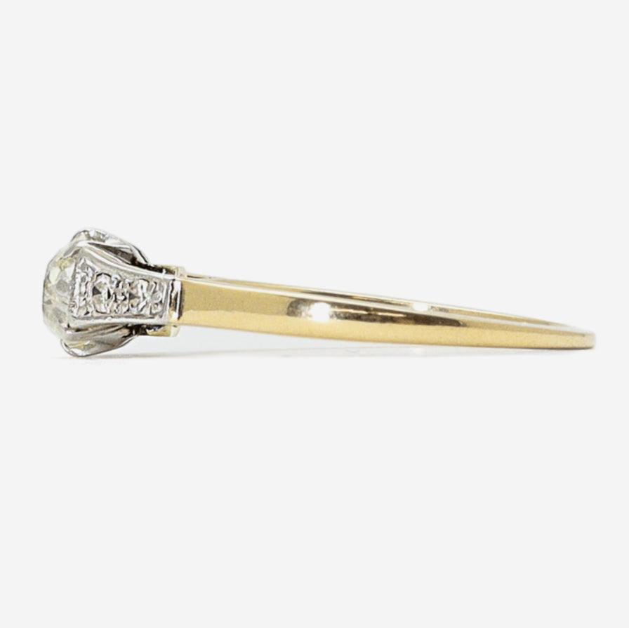 Art Deco 18ct Yellow Gold Diamond Solitaire Ring