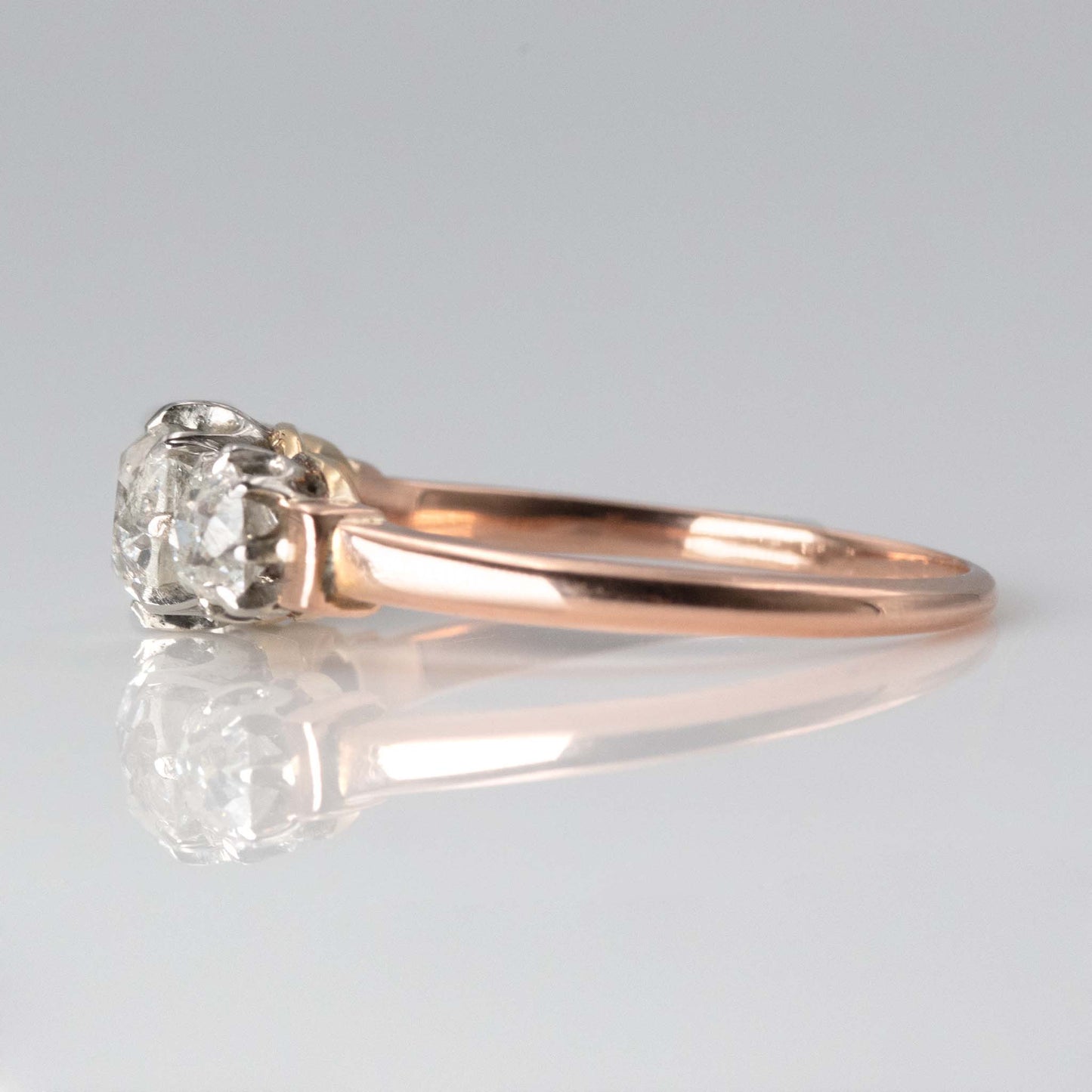 Art Deco 18ct Rose Gold Diamond Three Stone Ring - Friar House