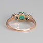 Art Deco 18ct Rose Gold Emerald and Diamond Three Stone Ring - Friar House