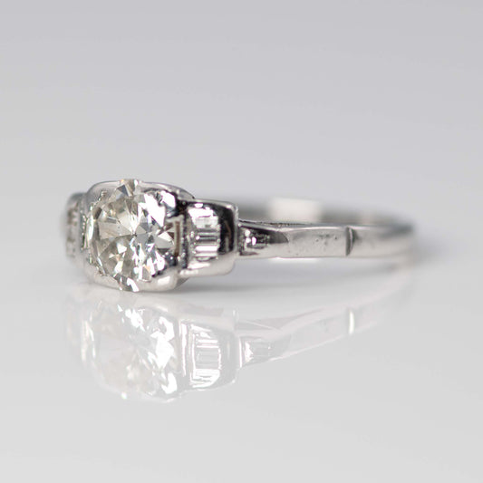 Art Deco 18ct White Gold 1.10 Carat Diamond Solitaire Ring - Friar House