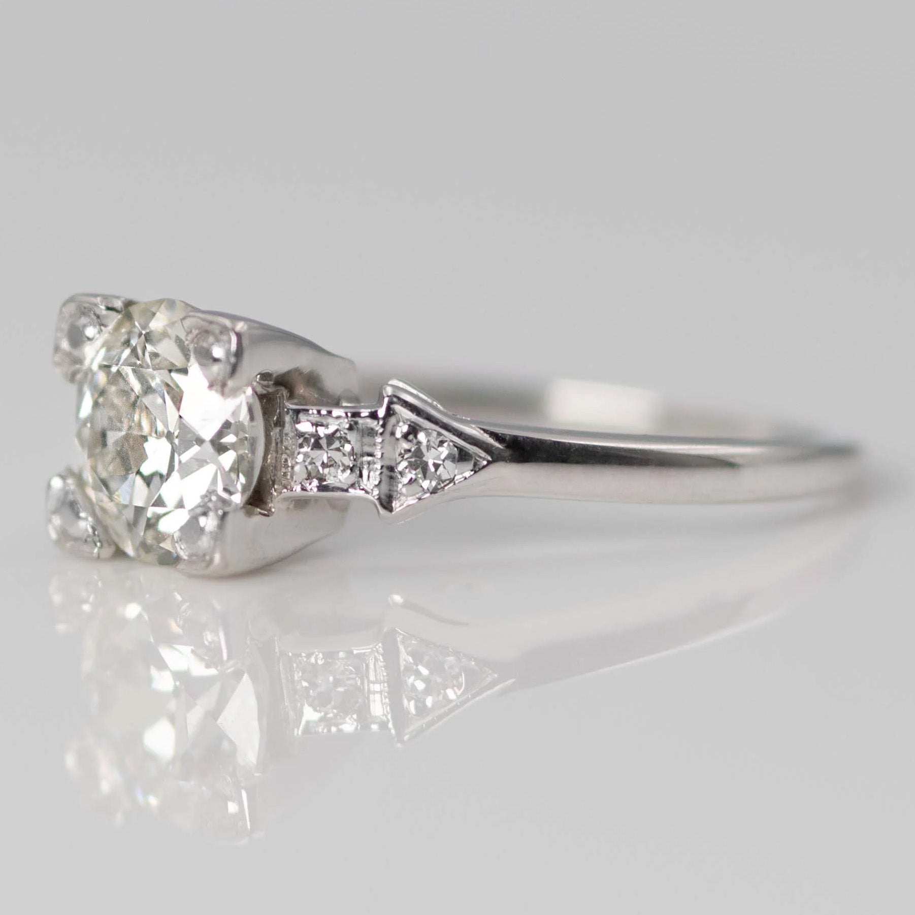 Art Deco 18ct White Gold 1.10 Carat Diamond Solitaire Ring - Friar House